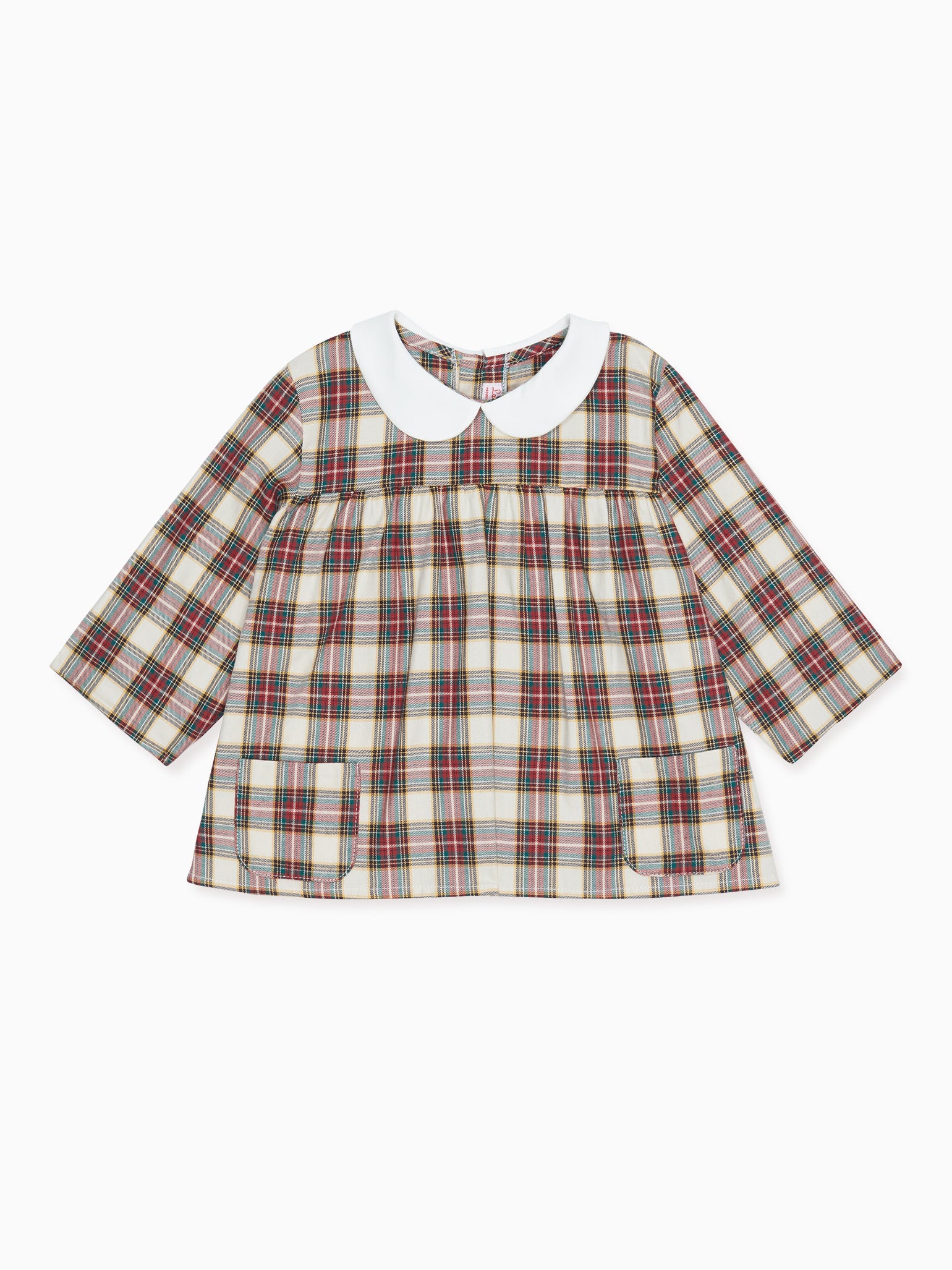 Ivory Tartan Elisa Long Sleeve Baby Shirt