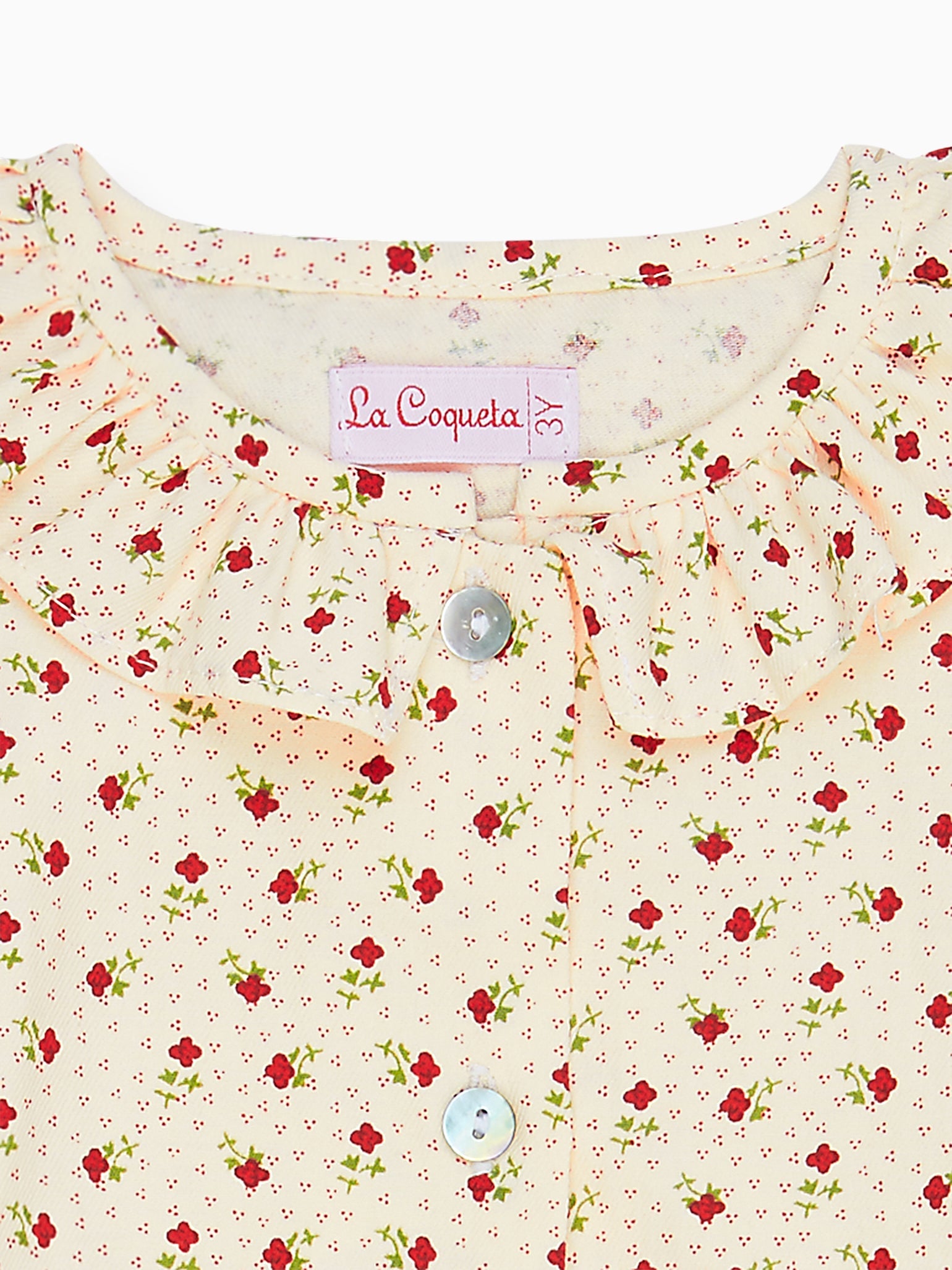 Cream Floral Ella Long Sleeve Baby Girl Shirt