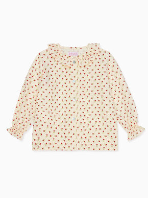 Cream Floral Ella Long Sleeve Baby Girl Shirt