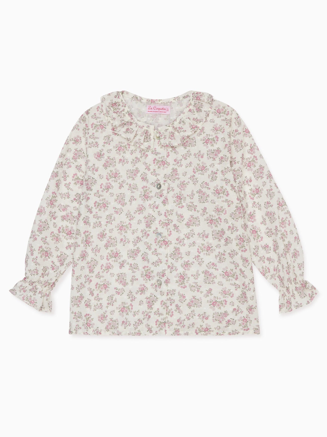 Ivory Floral Ella Long Sleeve Baby Girl Shirt