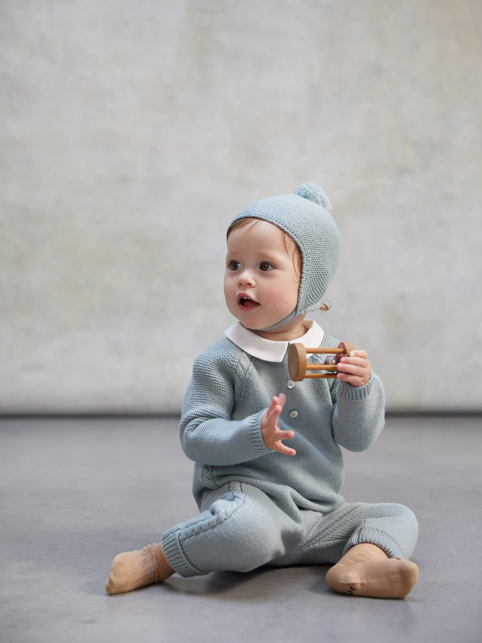 Sage Green Emilio Merino Baby Playsuit