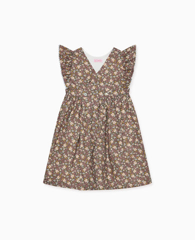 Brown Floral Emma Girl Pinafore Skirt