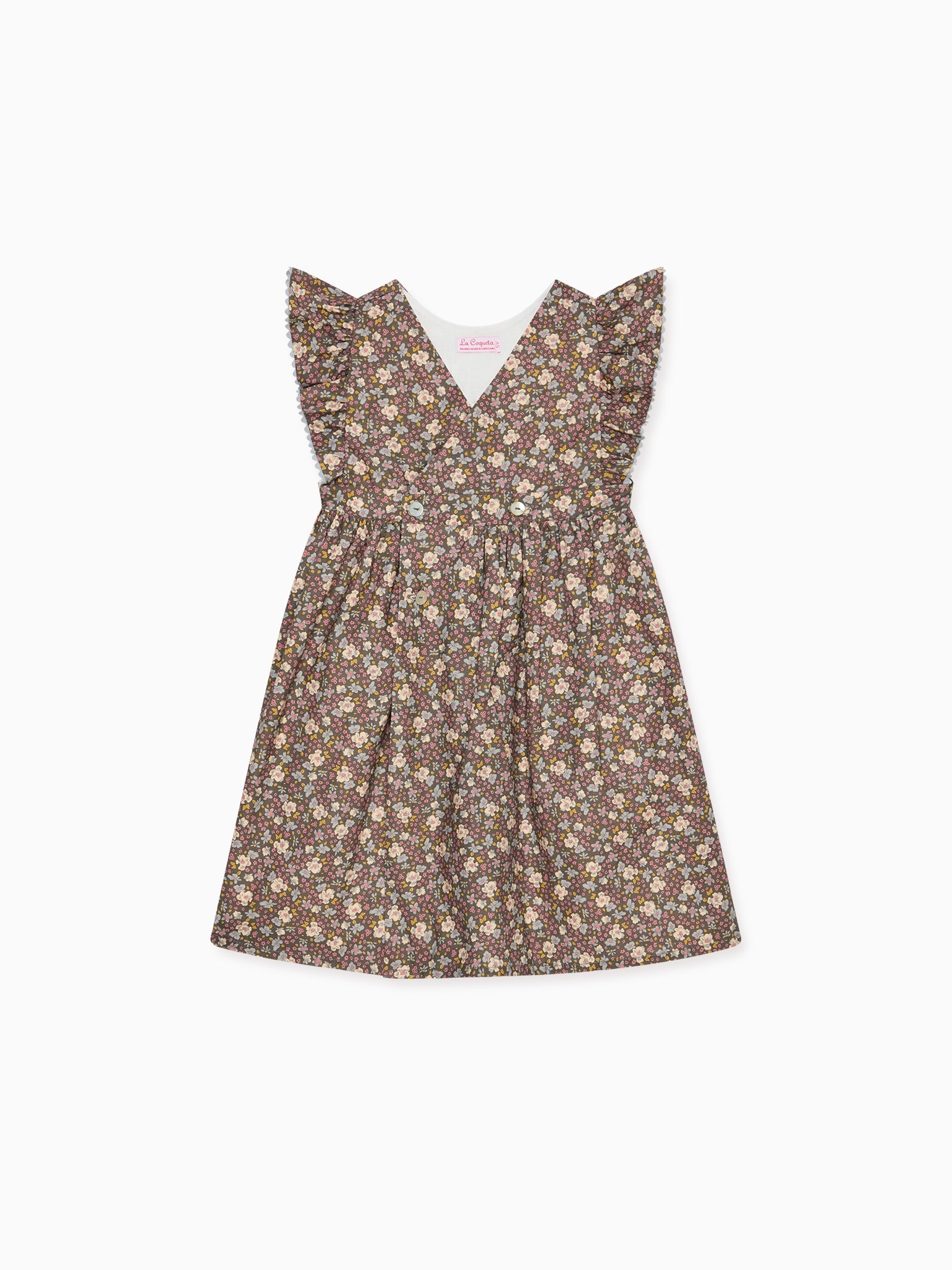 Brown Floral Emma Girl Pinafore Skirt