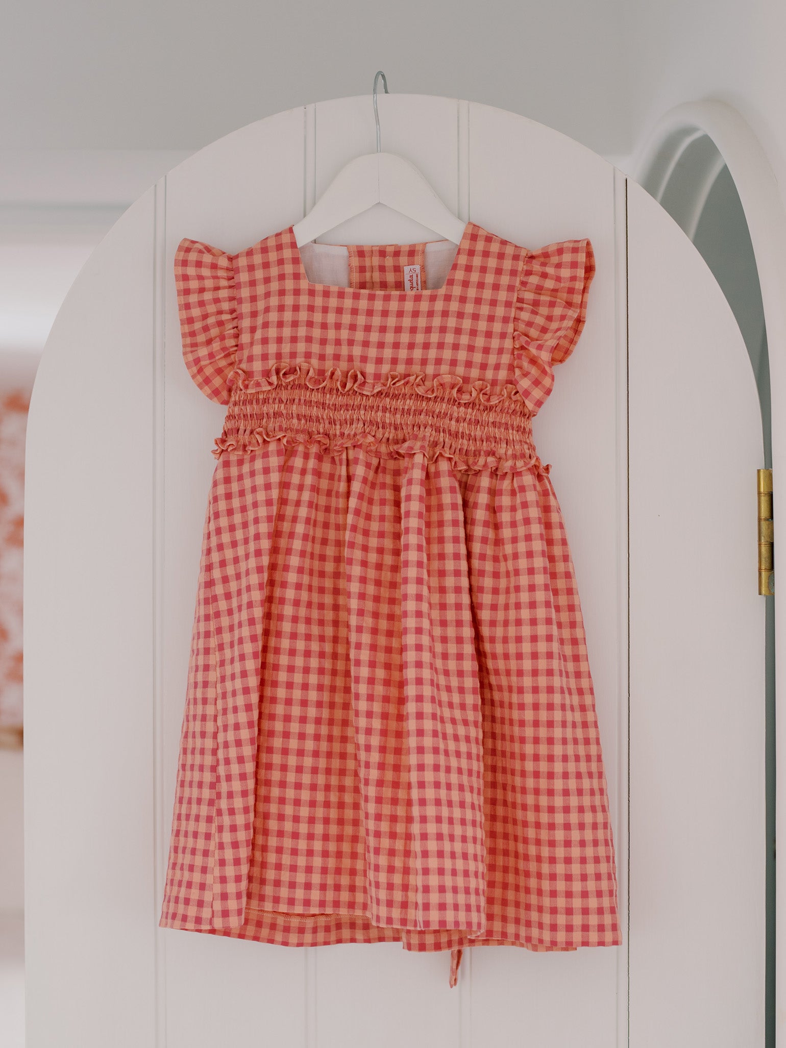 Pink Gingham Esmeralda Smocked Waist Dress