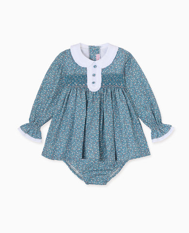 Navy Floral Eugenia Baby Girl Hand-Smocked Set