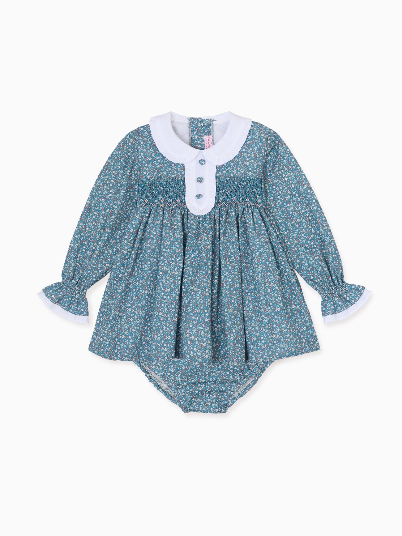 Navy Floral Eugenia Baby Girl Hand-Smocked Set