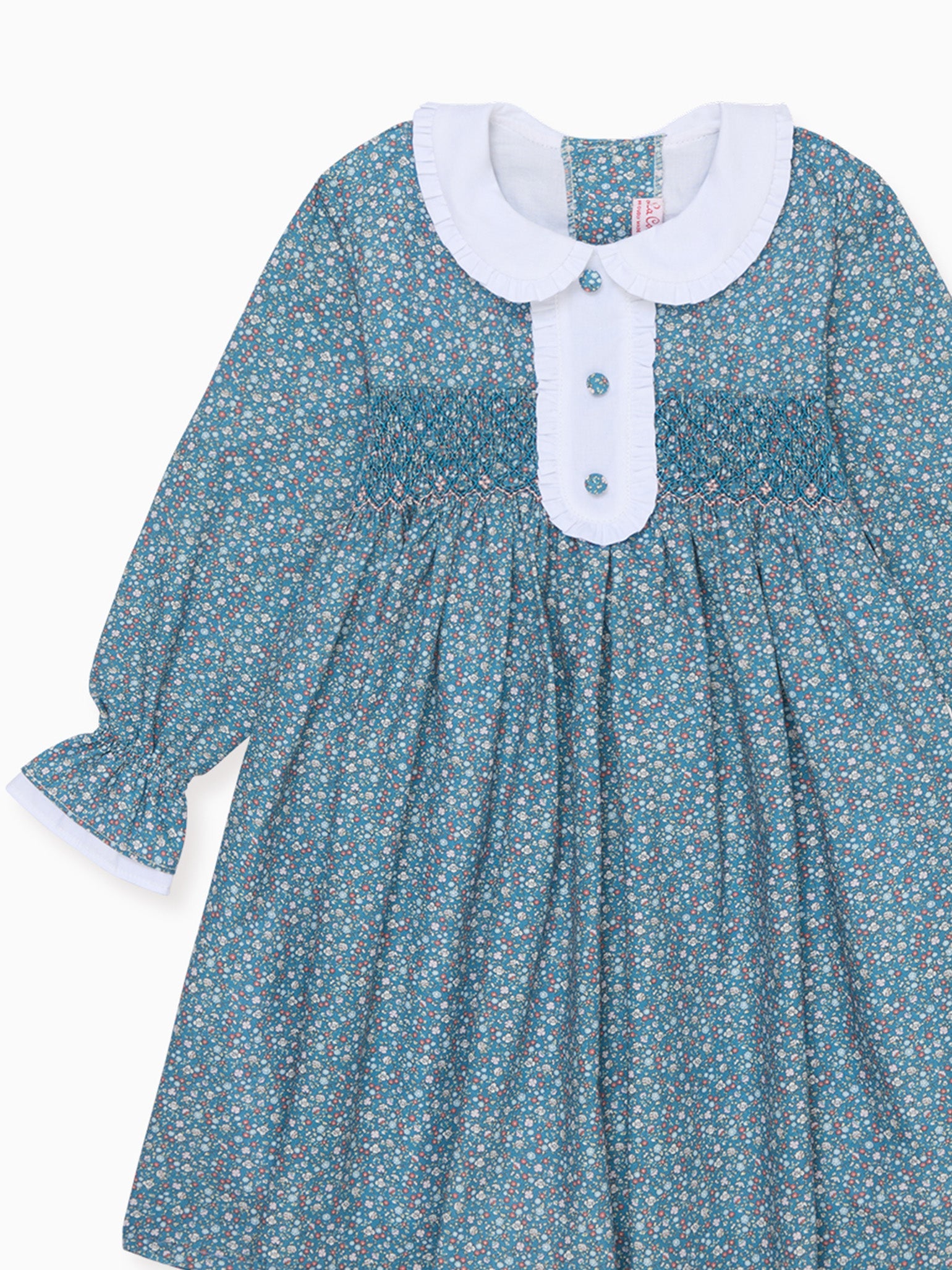 Navy Floral Eugenia Girl Hand-Smocked Dress