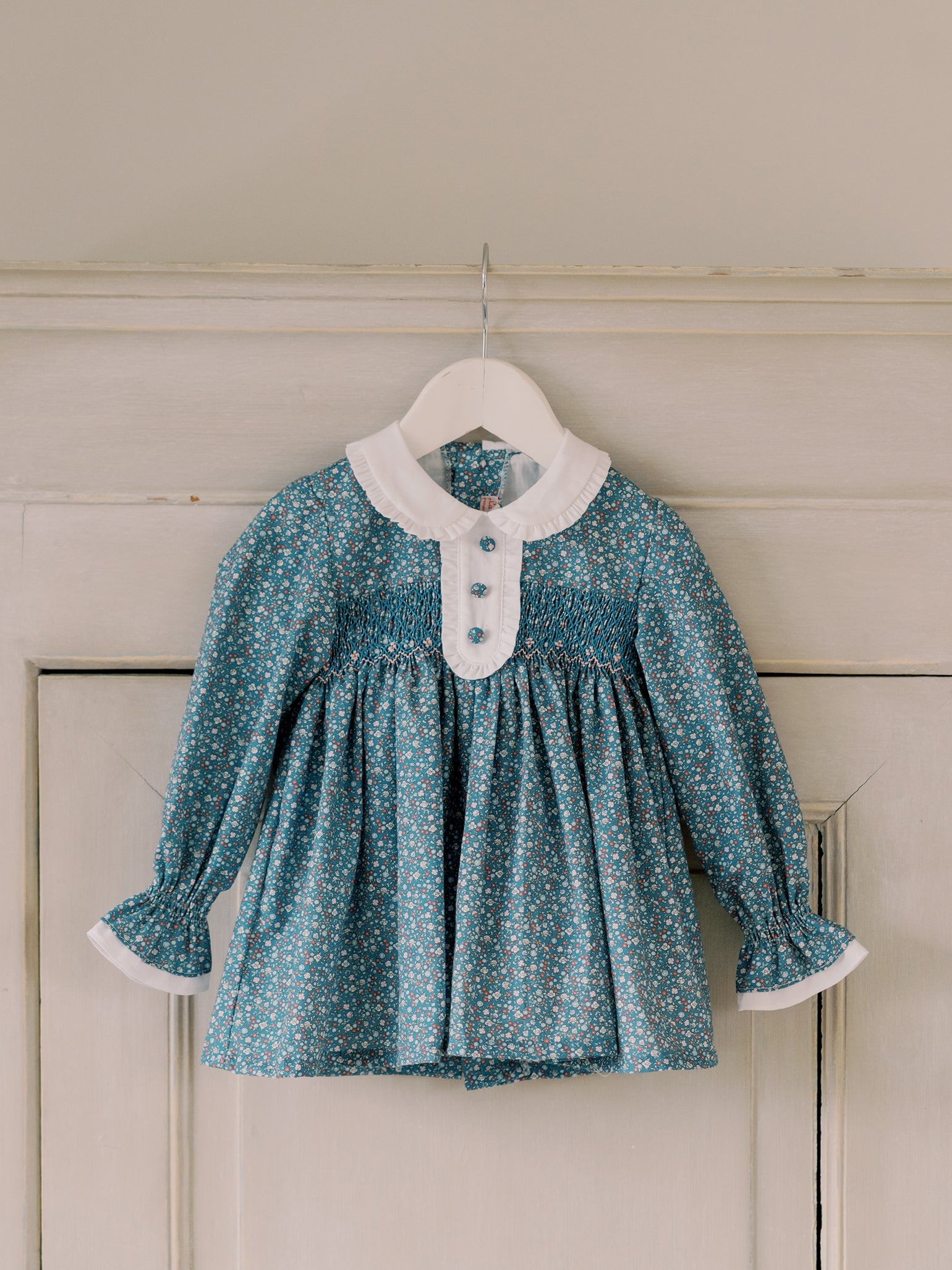 Navy Floral Eugenia Baby Girl Hand-Smocked Set