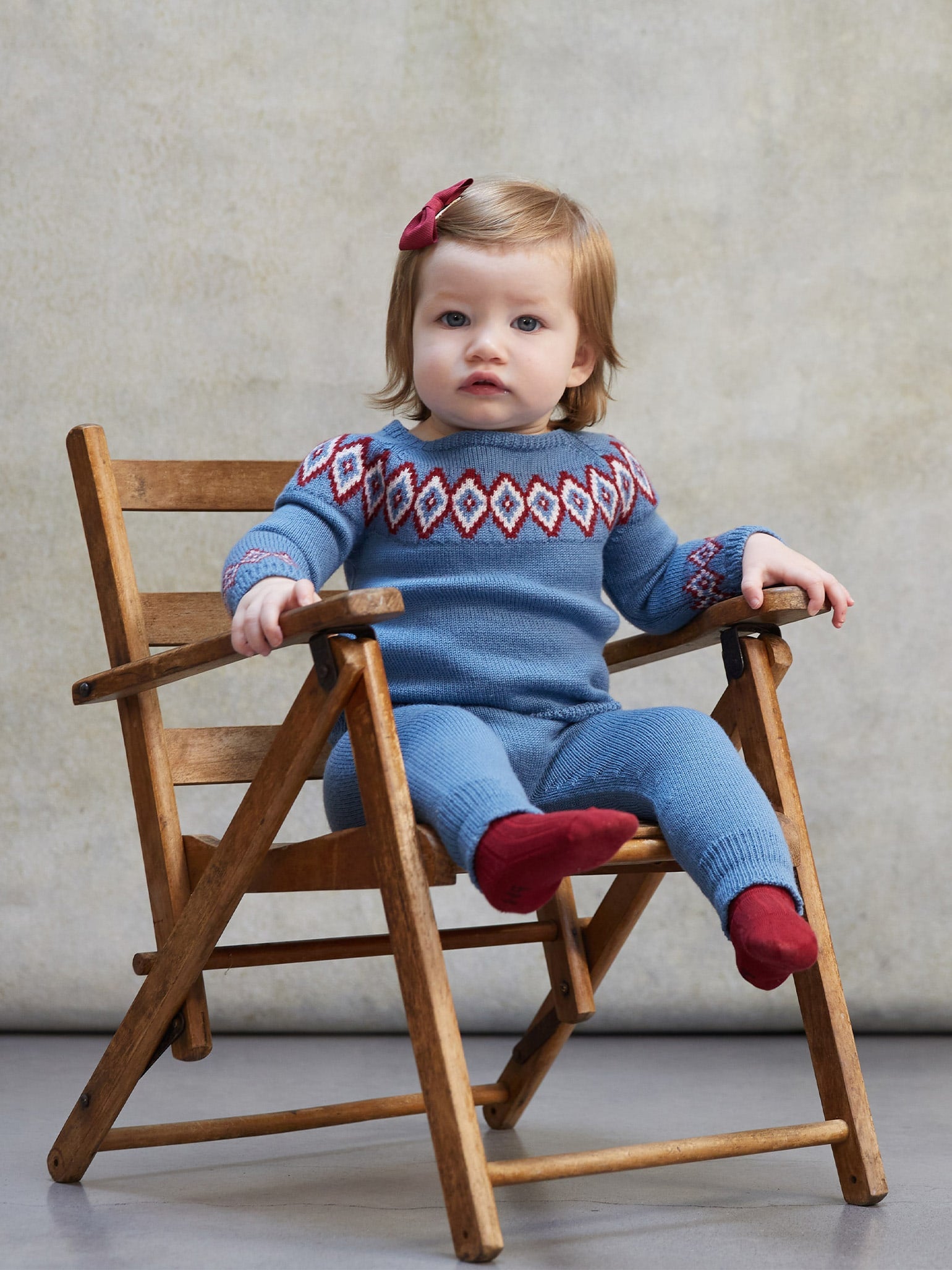 Blue Fair Isle Merino Baby Set