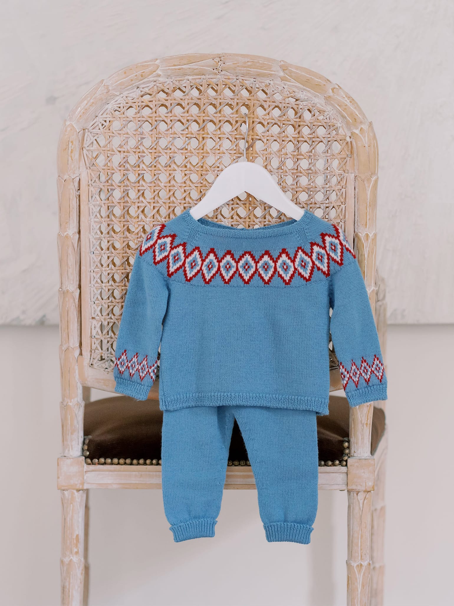 Blue Fair Isle Merino Baby Set