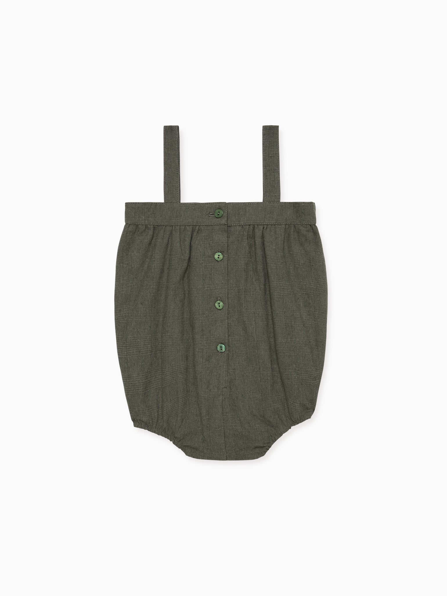 Olive Check Filada Baby Romper Dungarees