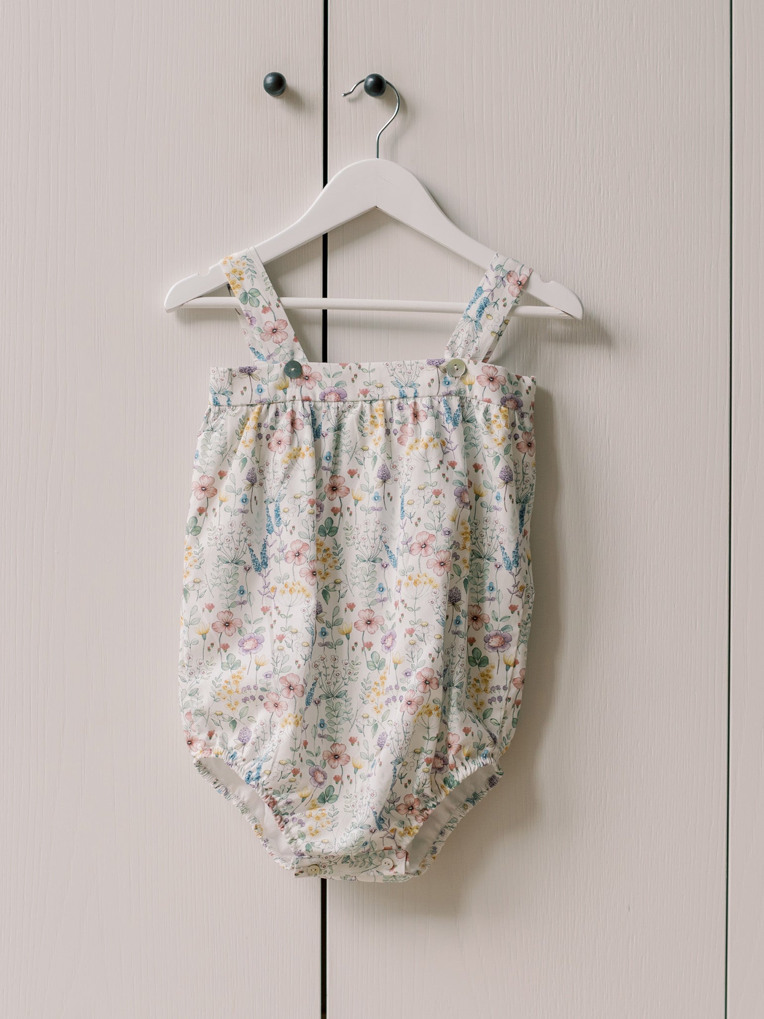 Ivory Floral Filada Baby Girl Romper Dungarees