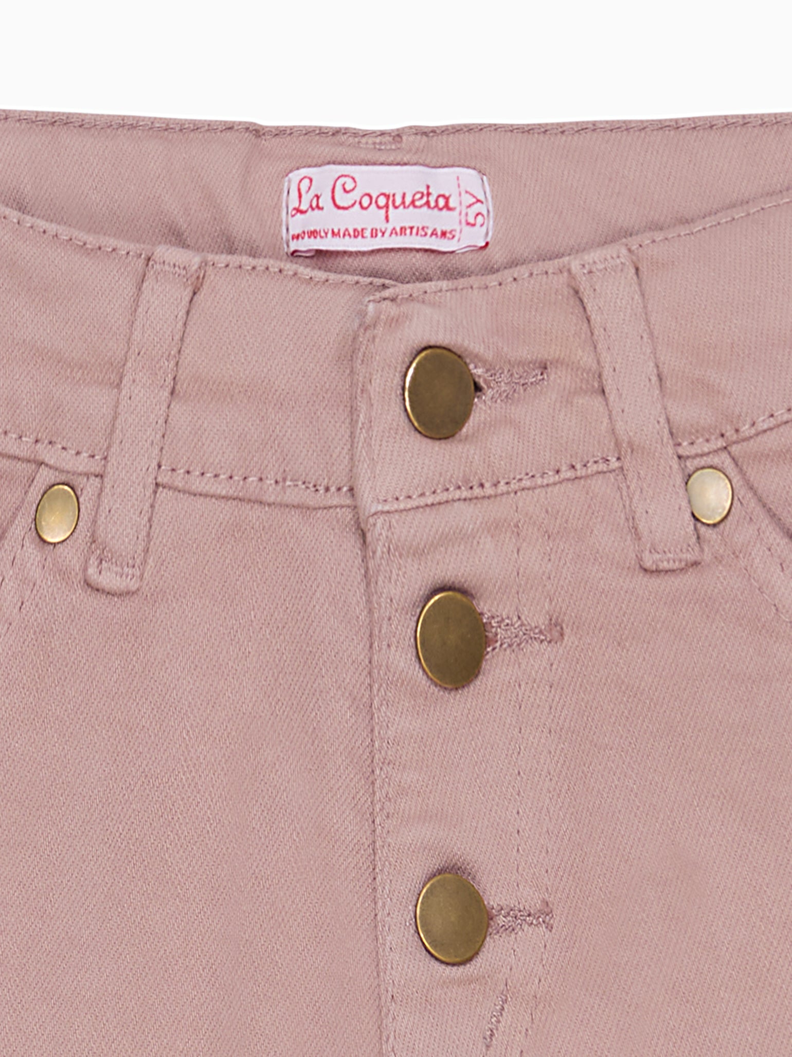 Dusty Pink Fleca Cotton Girl Shorts