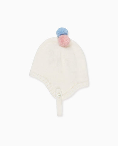 Ivory Flor Merino Baby Girl Knitted Bonnet