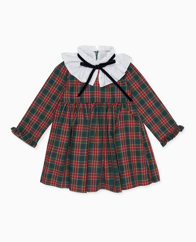 Green Tartan Flora Girl Empire Dress