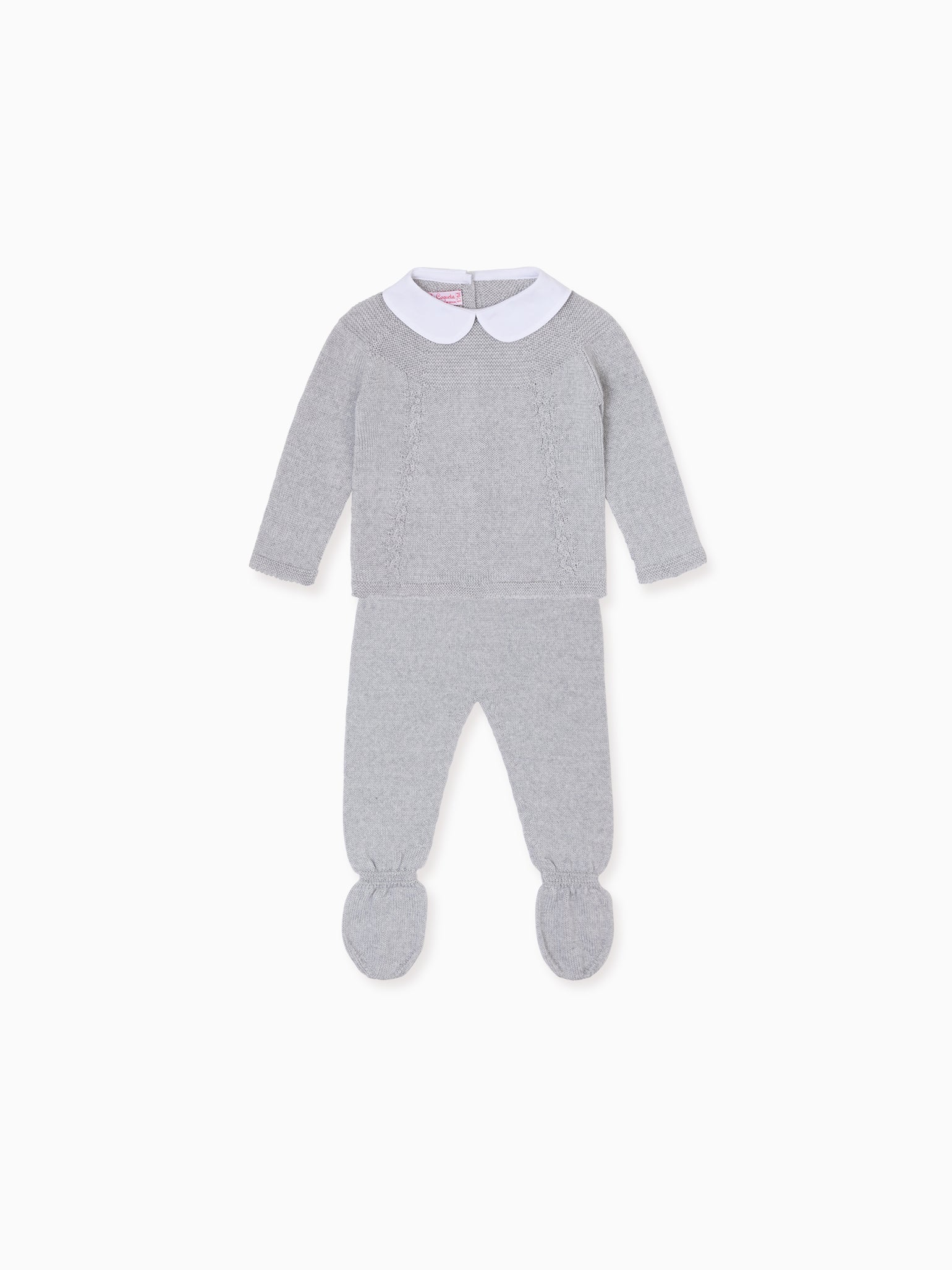 Light Grey Melange Florentina Merino Baby Girl Knitted Gift Box Set