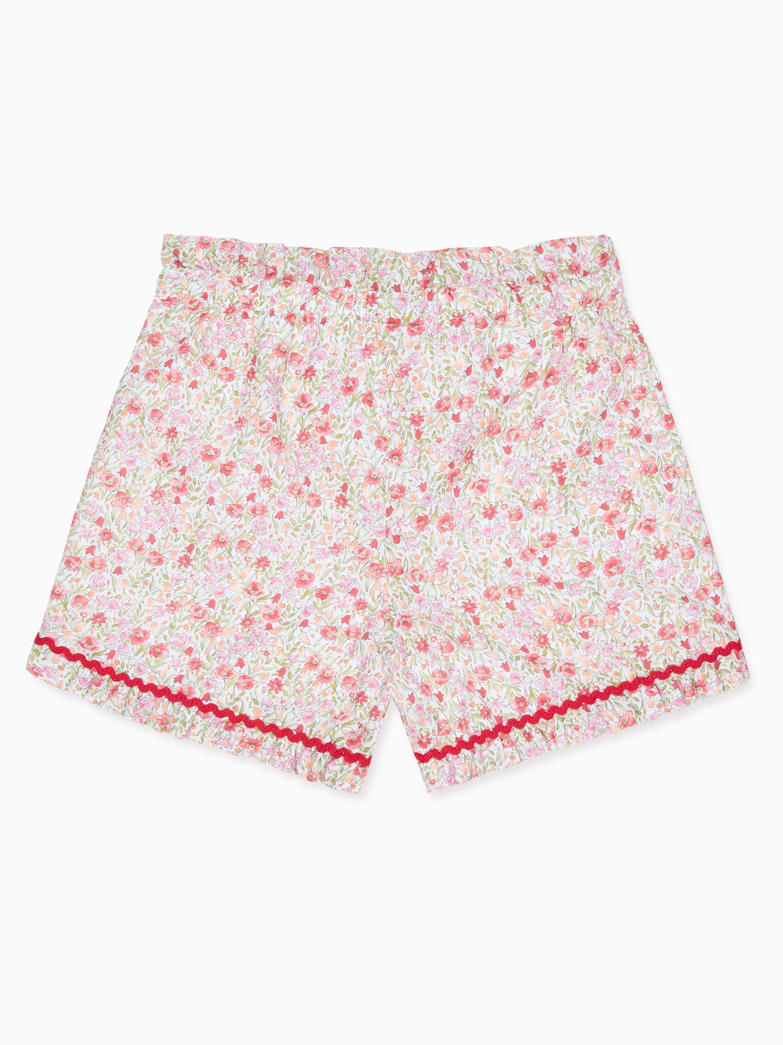 Red Floral Flores Cotton Girl Shorts