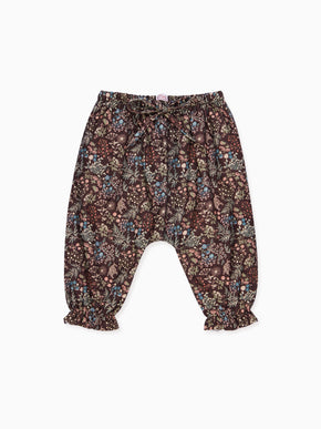 Burgundy Floral Forna Baby Girl Trousers