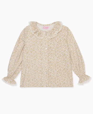 Green Floral Gianna Long Sleeve Baby Girl Shirt