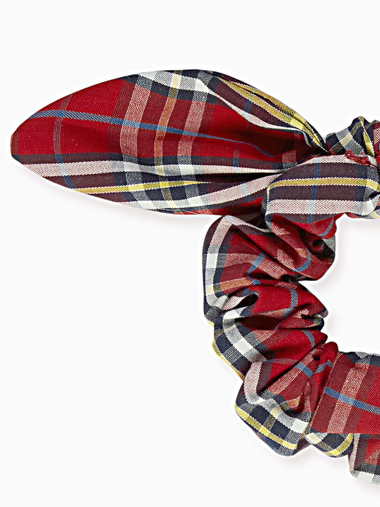 Burgundy Tartan Girl Bow Scrunchie