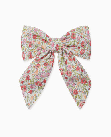 Red Floral Girl Large Bow Clip