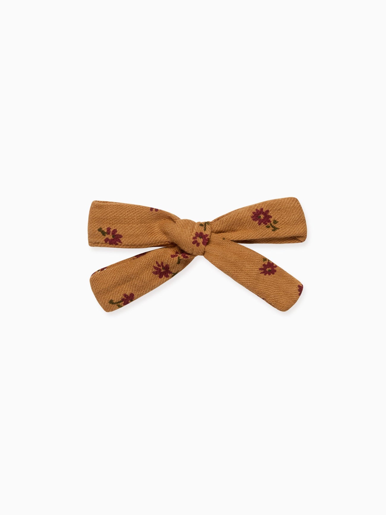 Caramel Floral Girl Soft Ribbon Bow Clip