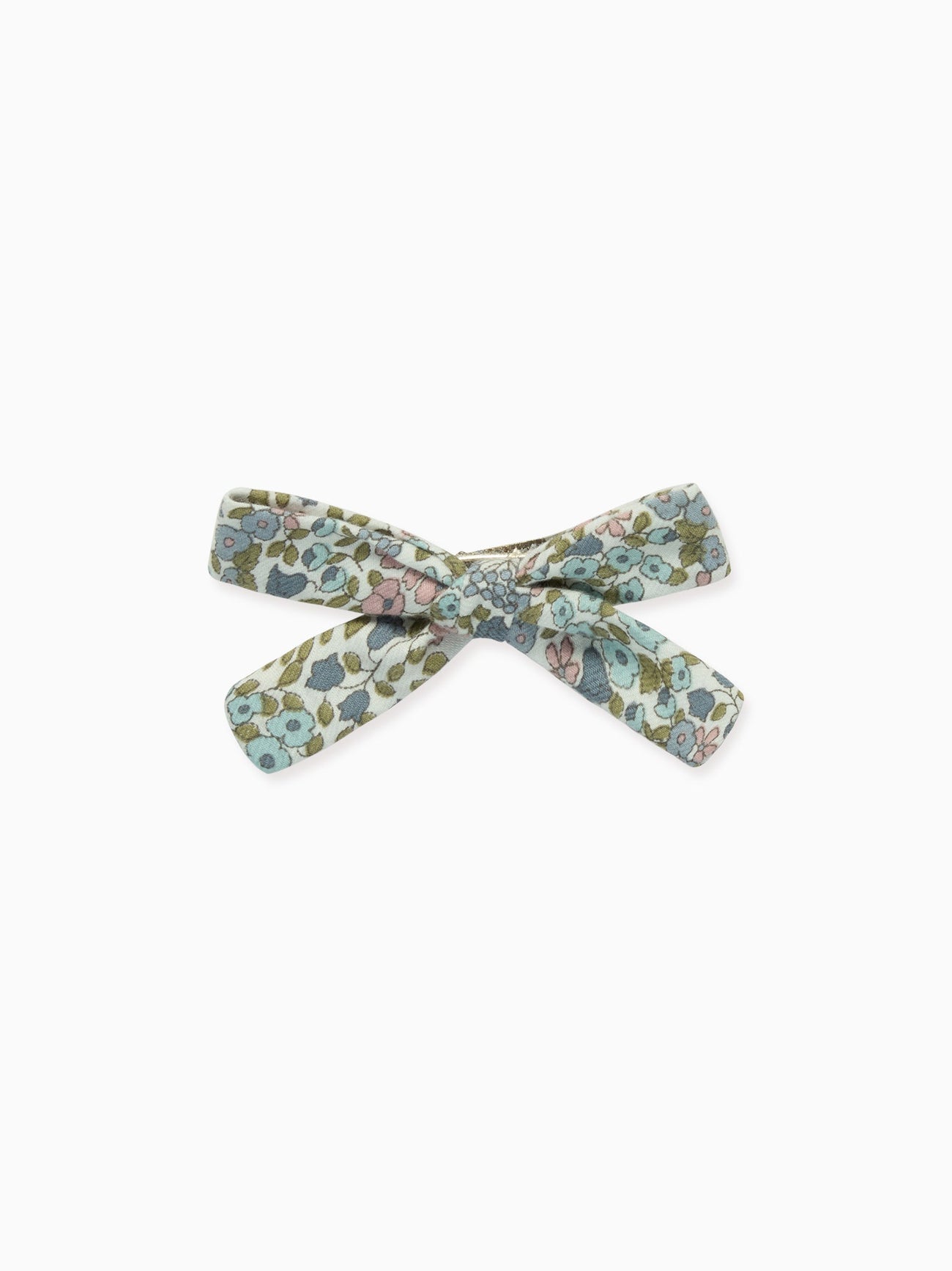 Ivory Floral Girl Soft Ribbon Bow Clip