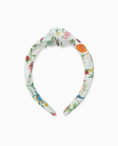 Ivory Bird Floral Girl Top Knot Hairband