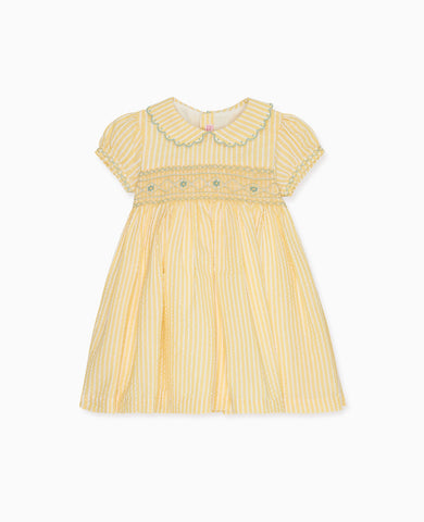 Lemon Stripe Gisella Girl Hand-Smocked Dress