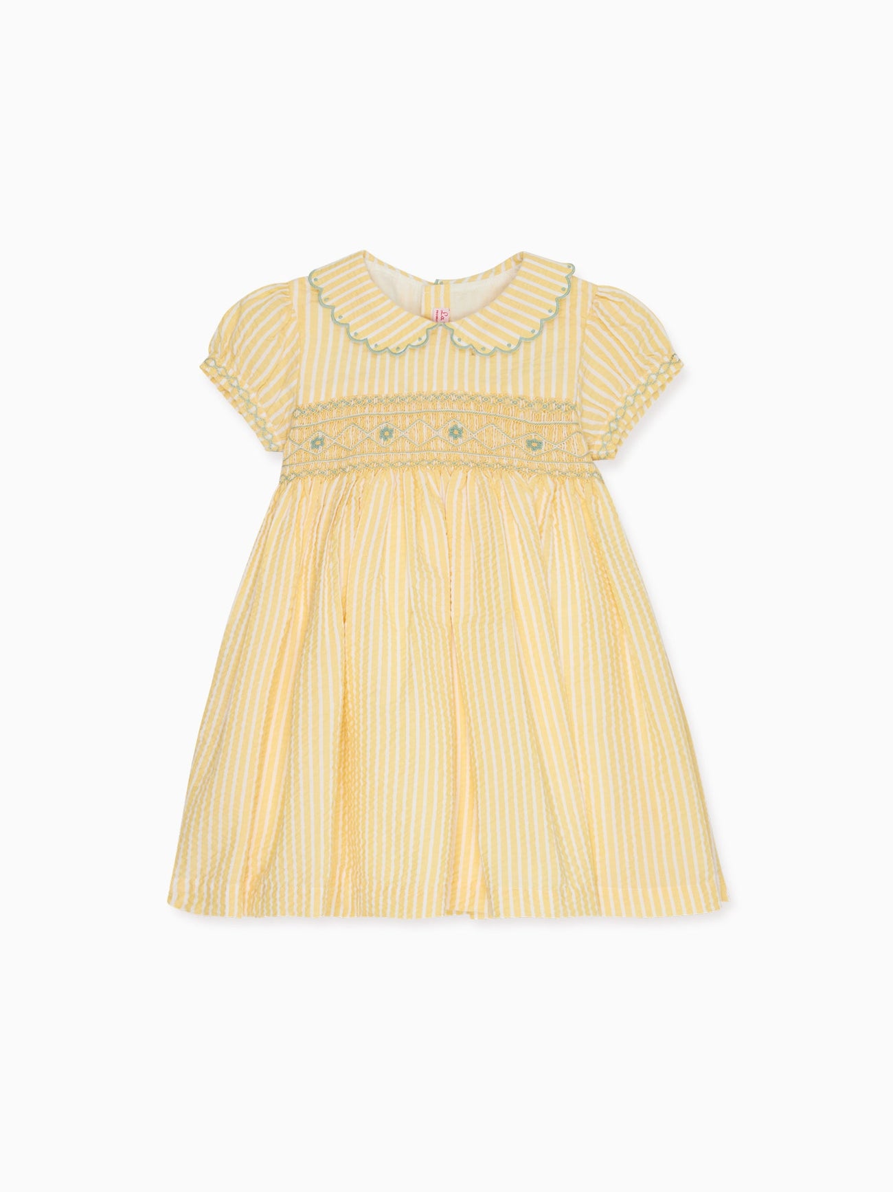 Lemon Stripe Gisella Girl Hand-Smocked Dress