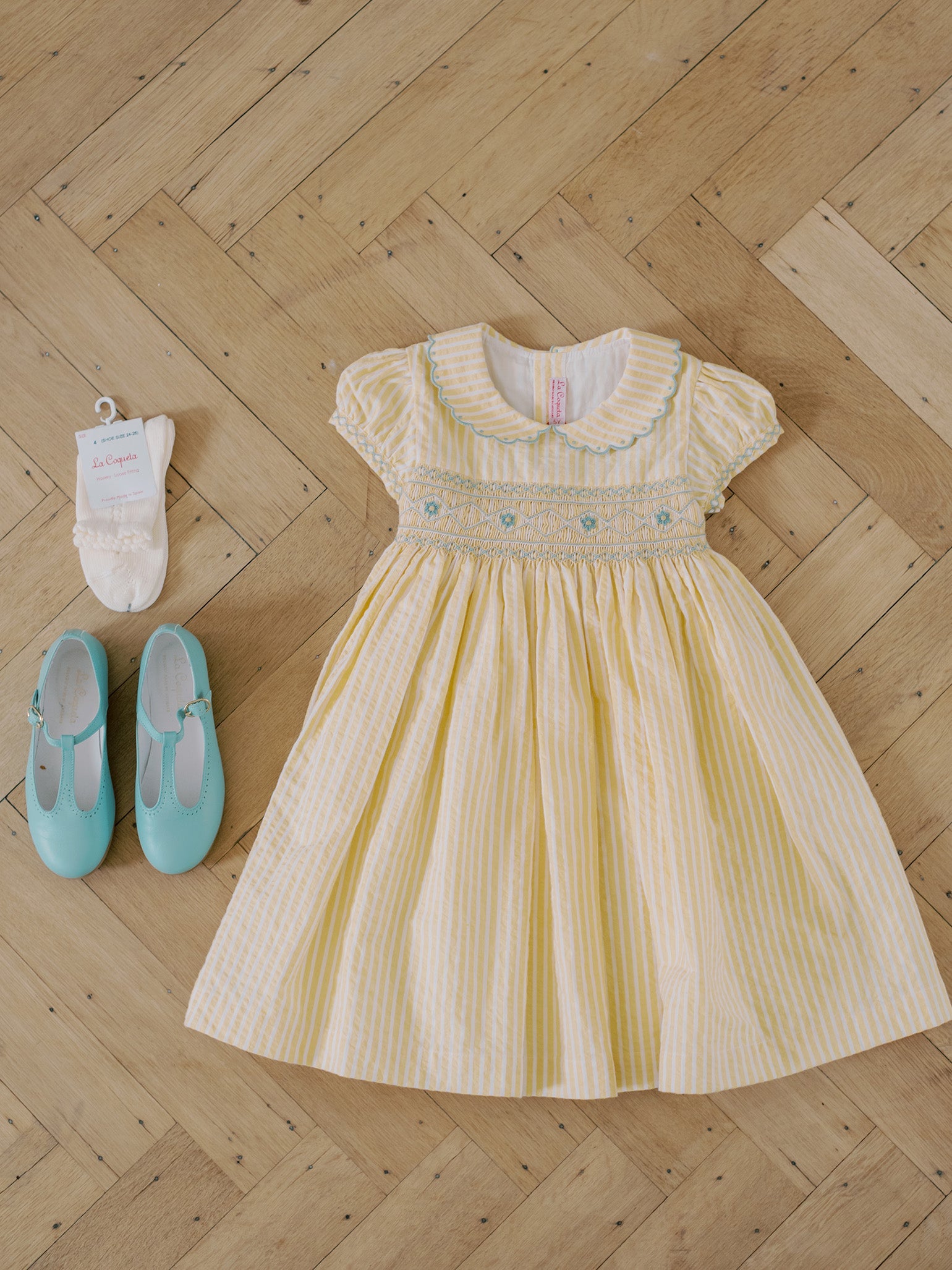 Lemon Stripe Gisella Girl Hand-Smocked Dress