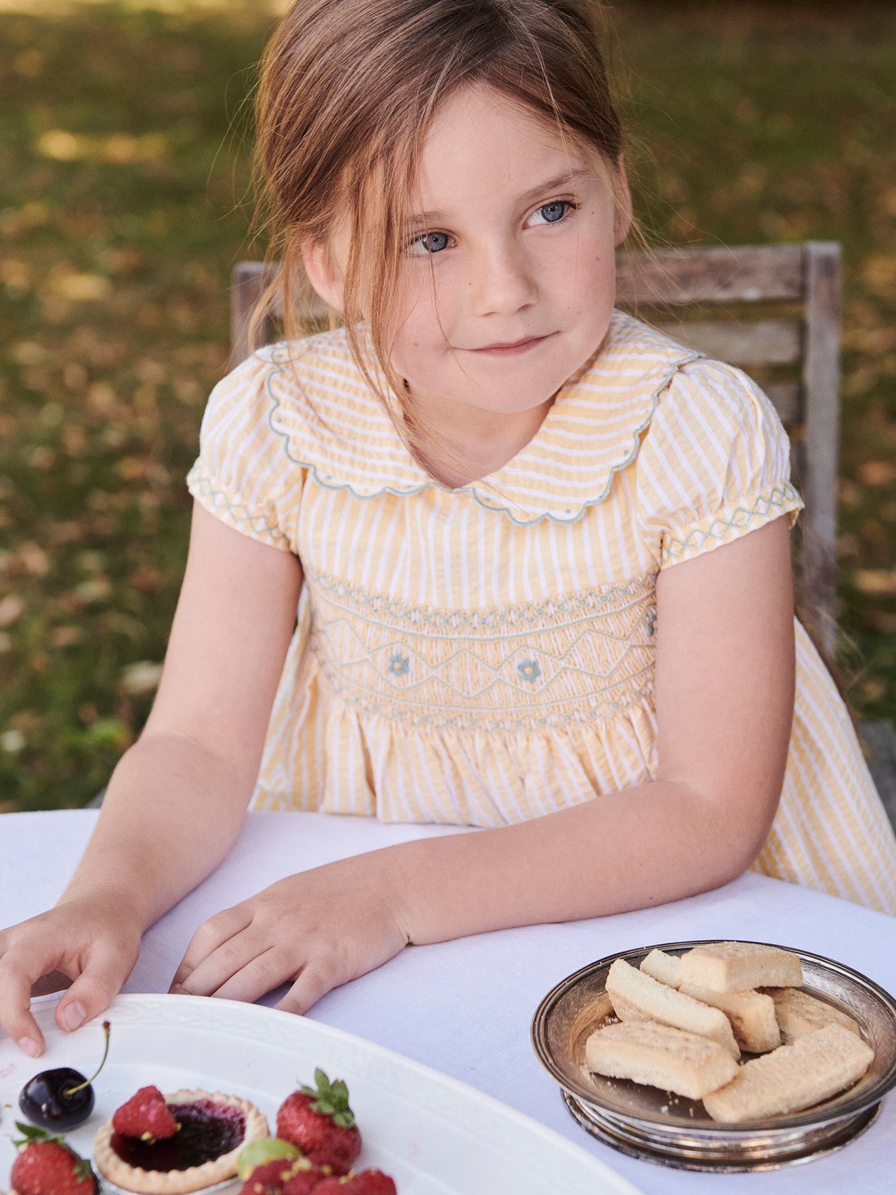 Lemon Stripe Gisella Girl Hand-Smocked Dress