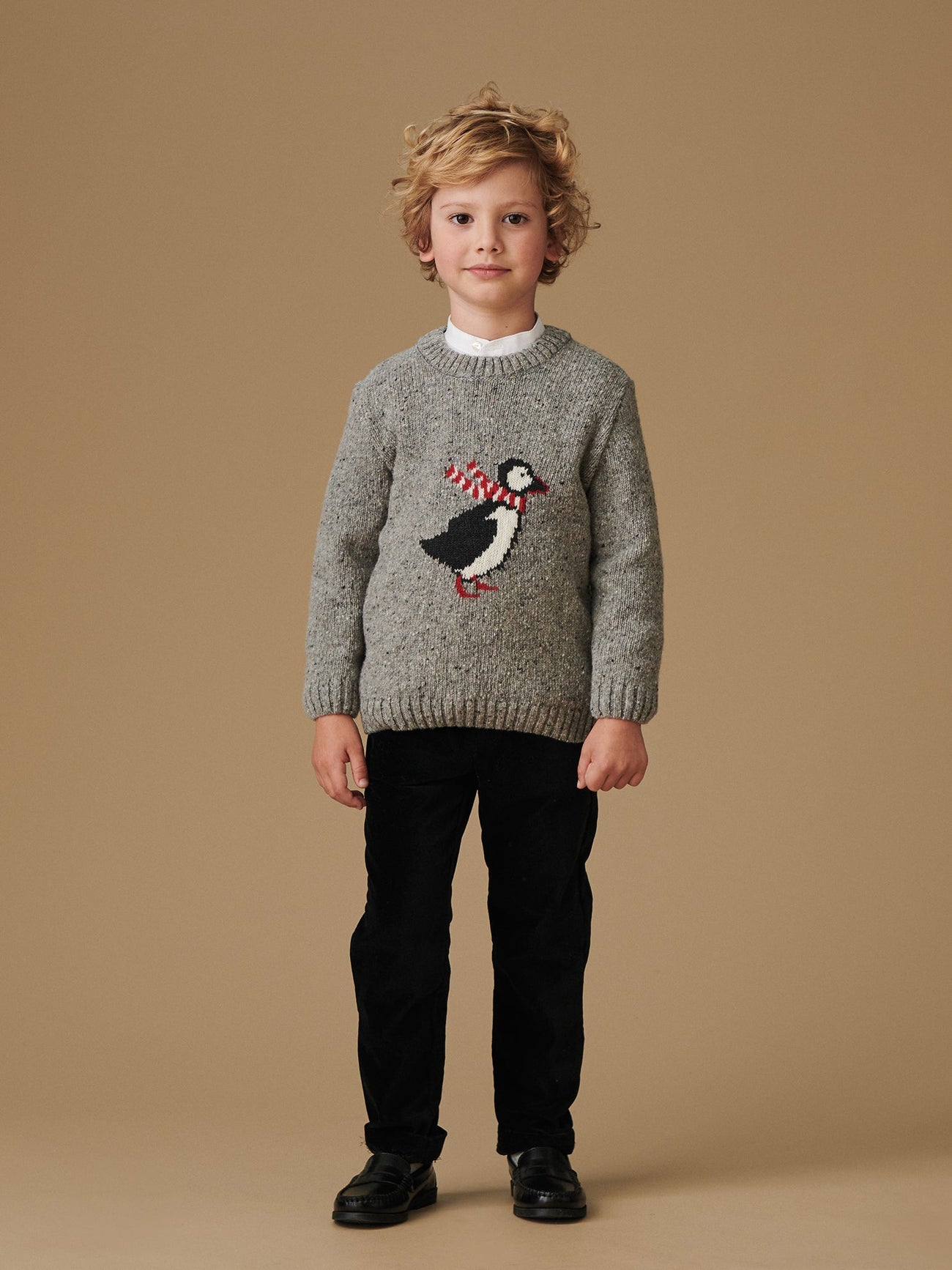 Grey Puffin Merino Kids Jumper