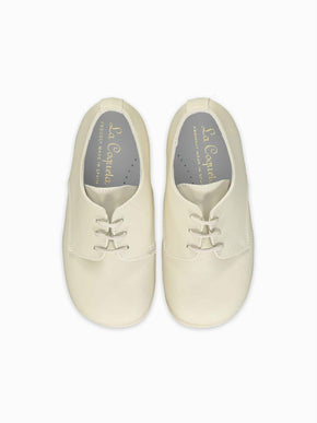 Ivory Leather Toddler Inglesito Ceremony Shoes