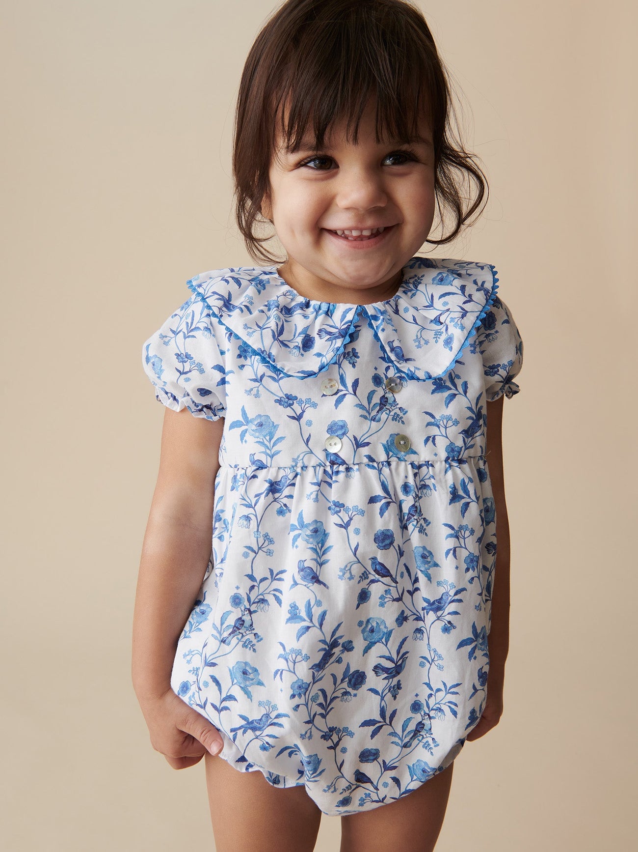 Blue Bird Floral Inessa Baby Girl Romper