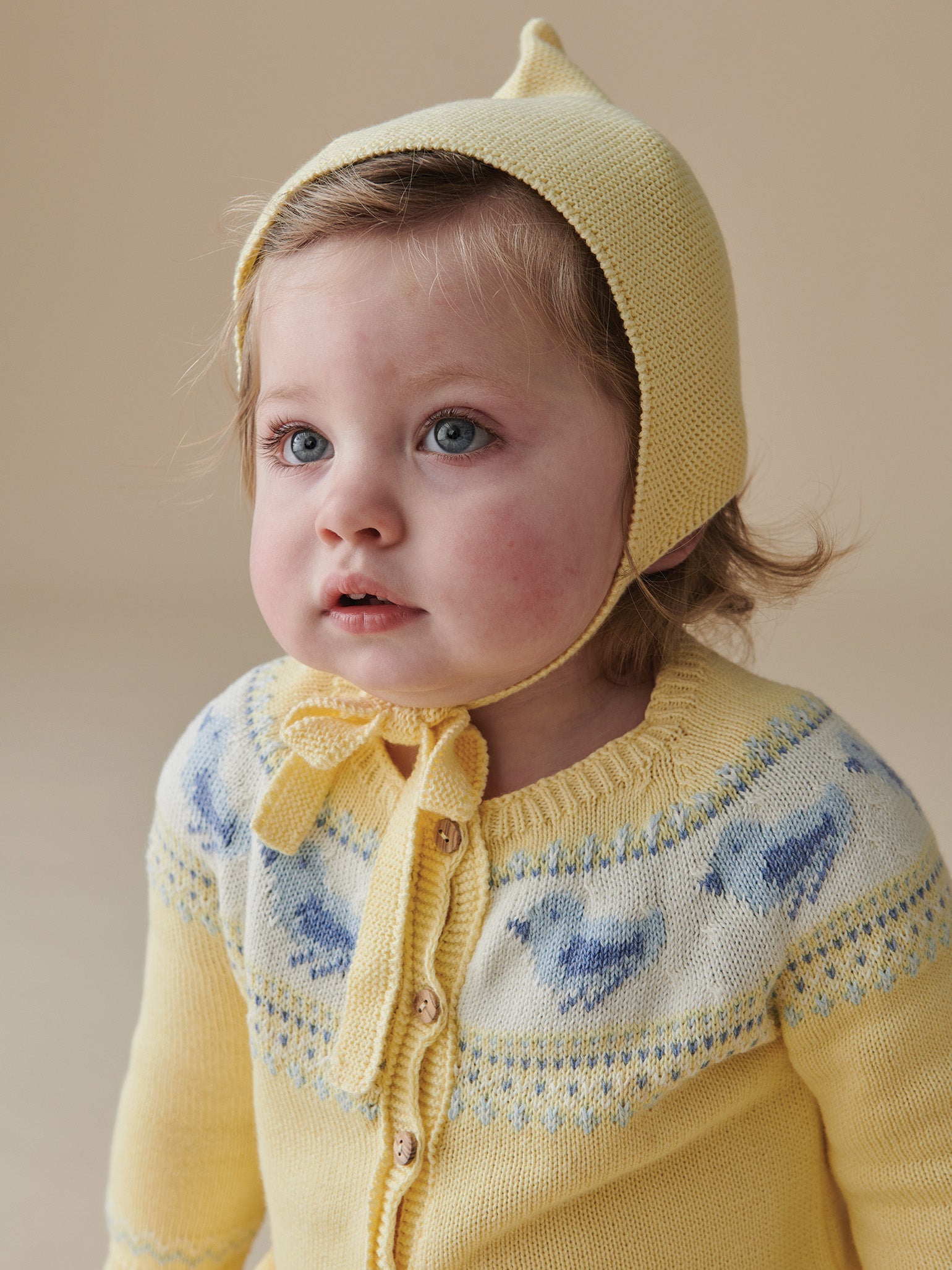 Lemon Alma Cotton Baby Knitted Bonnet