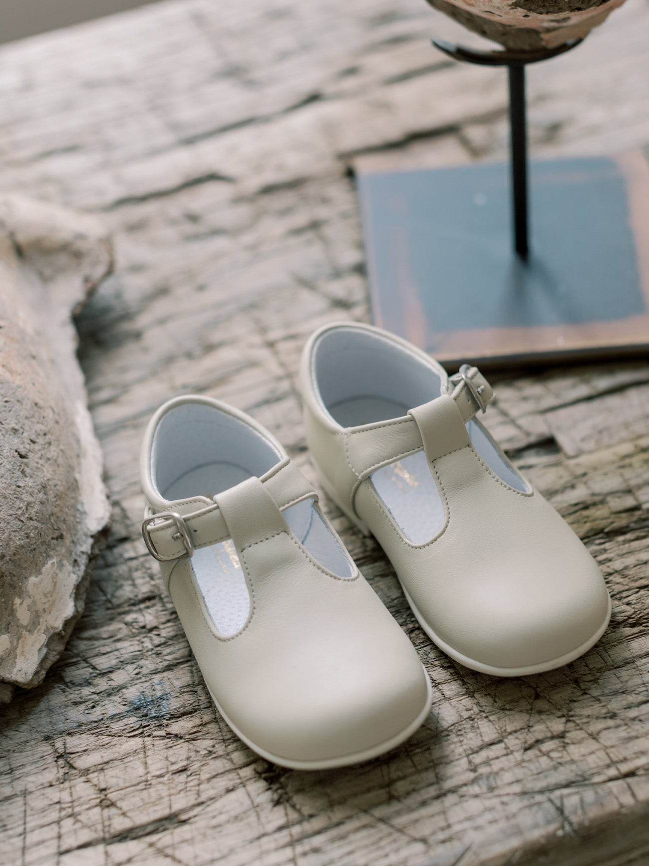 Ivory Leather Toddler T-Bar Shoes