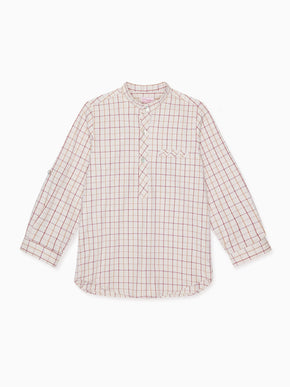 Burgundy Check Jazmin Long Sleeve Boy Shirt