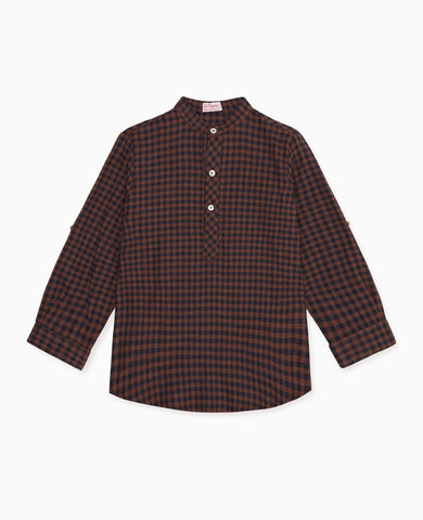 Navy Check Jazmin Long Sleeve Boy Shirt