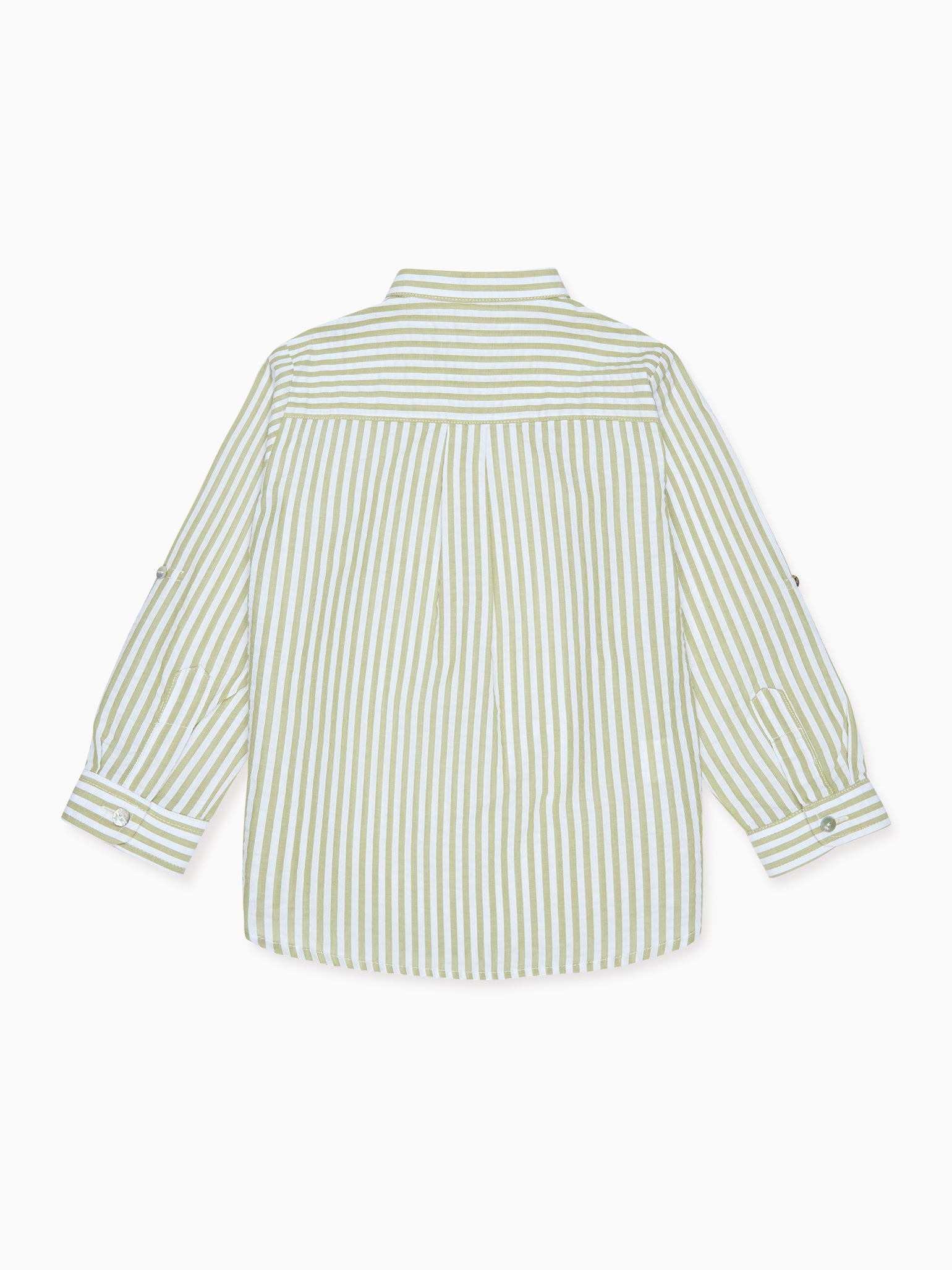 Green Stripe Jazmin Cotton Long Sleeve Boy Shirt