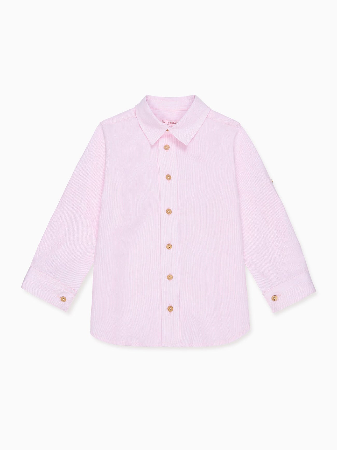 Dusty Pink Stripe Jazmin Linen Mix Long Sleeve Boy Shirt