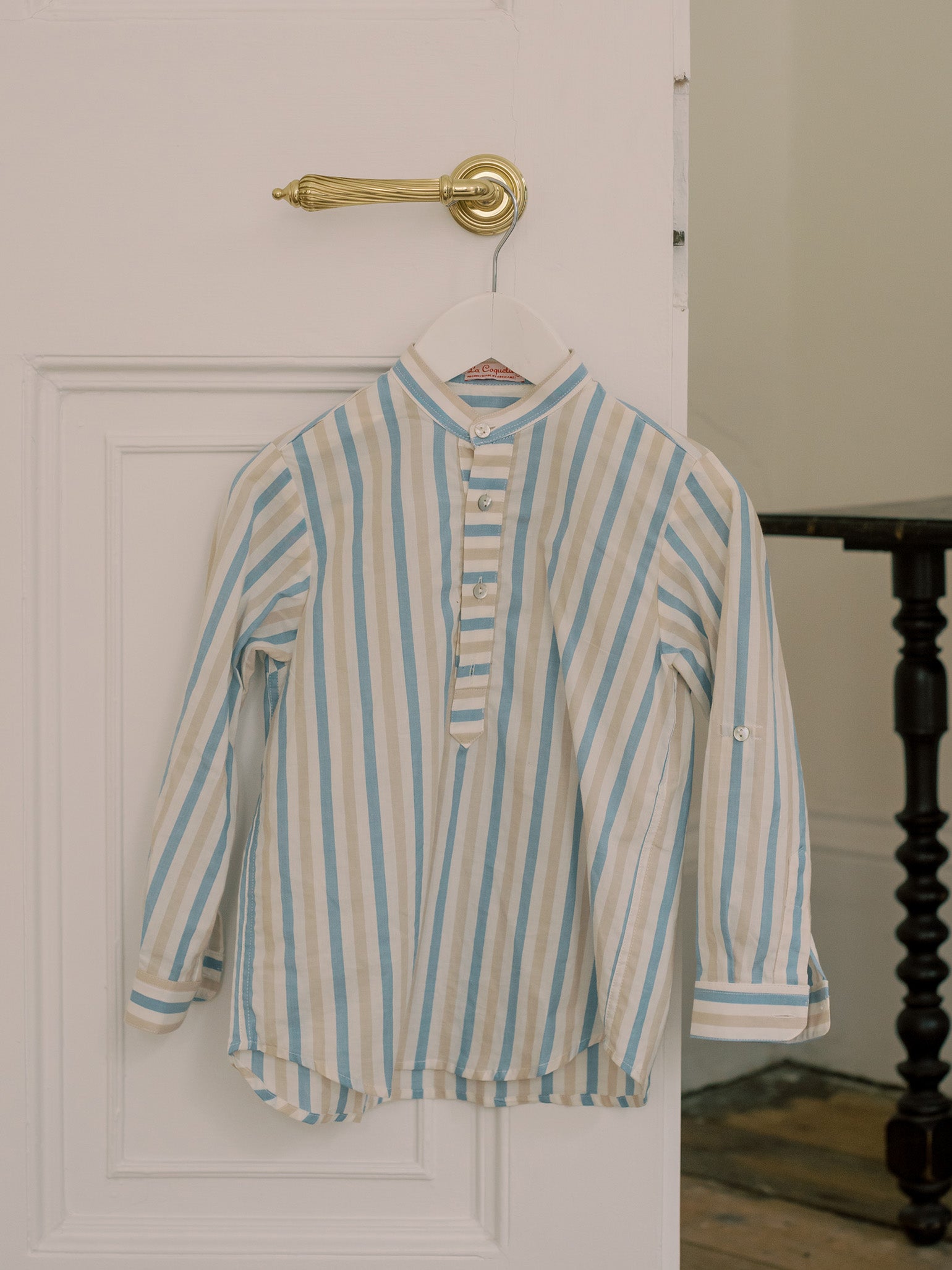 Sand Stripe Jazmin Cotton Long Sleeve Boy Shirt