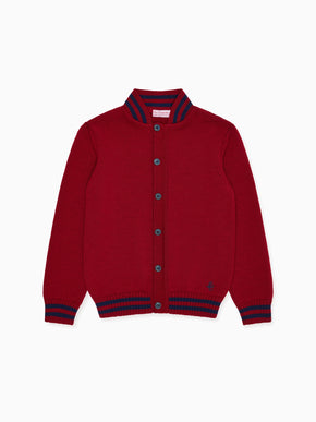 Burgundy Jules Merino Kids Cardigan