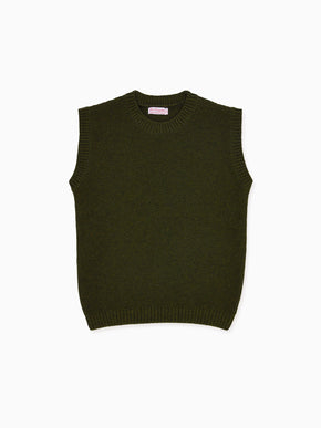 Olive Kentia Merino Boy Sleeveless Jumper