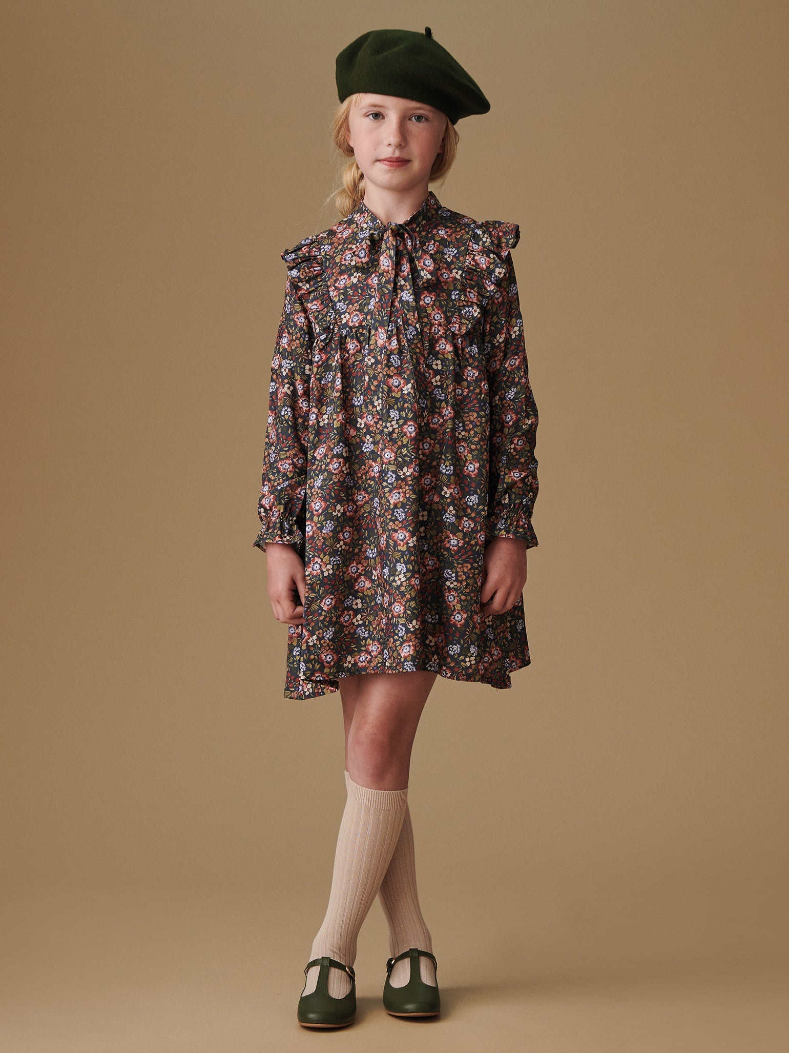 Navy Floral Laurelia Girl Empire Dress