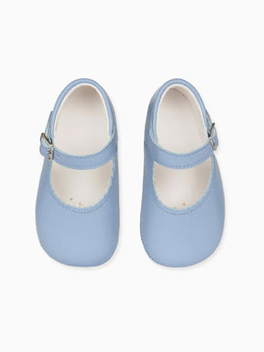 Dusty Blue Leather Baby Mary Jane Shoes