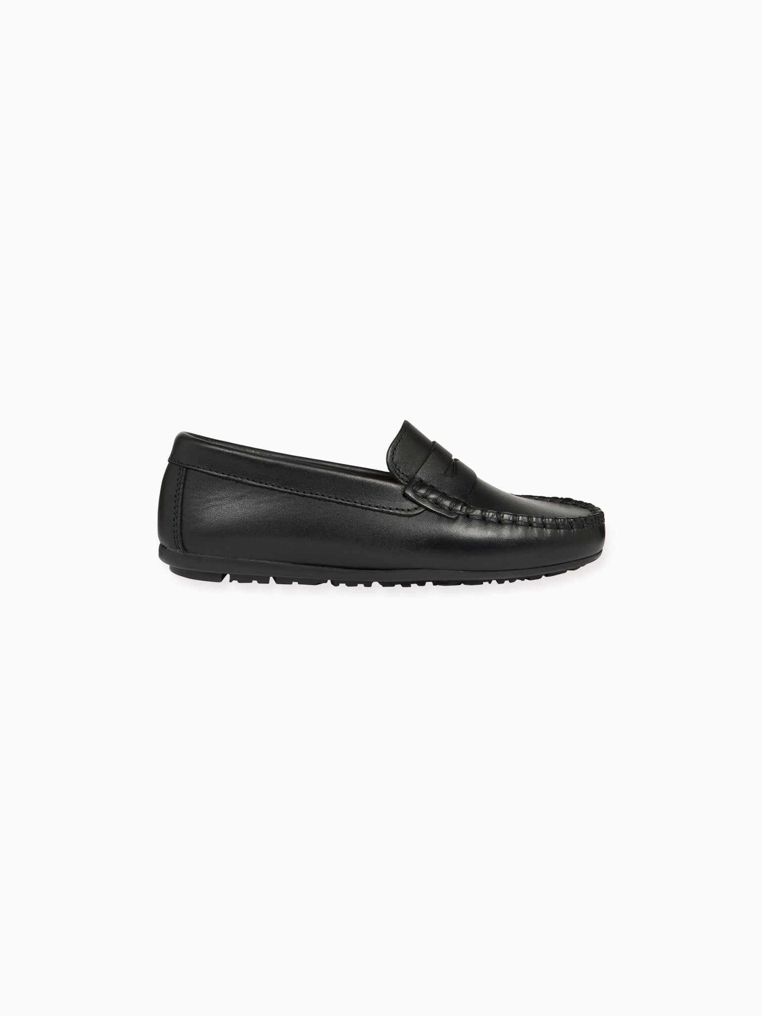 Black Leather Boy Loafer Shoes