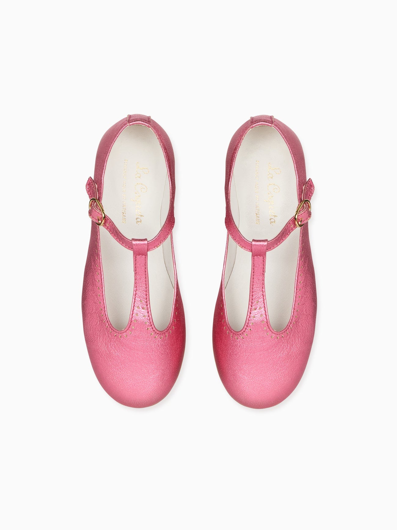 Metallic Fuchsia Leather Girl T-Bar Shoes