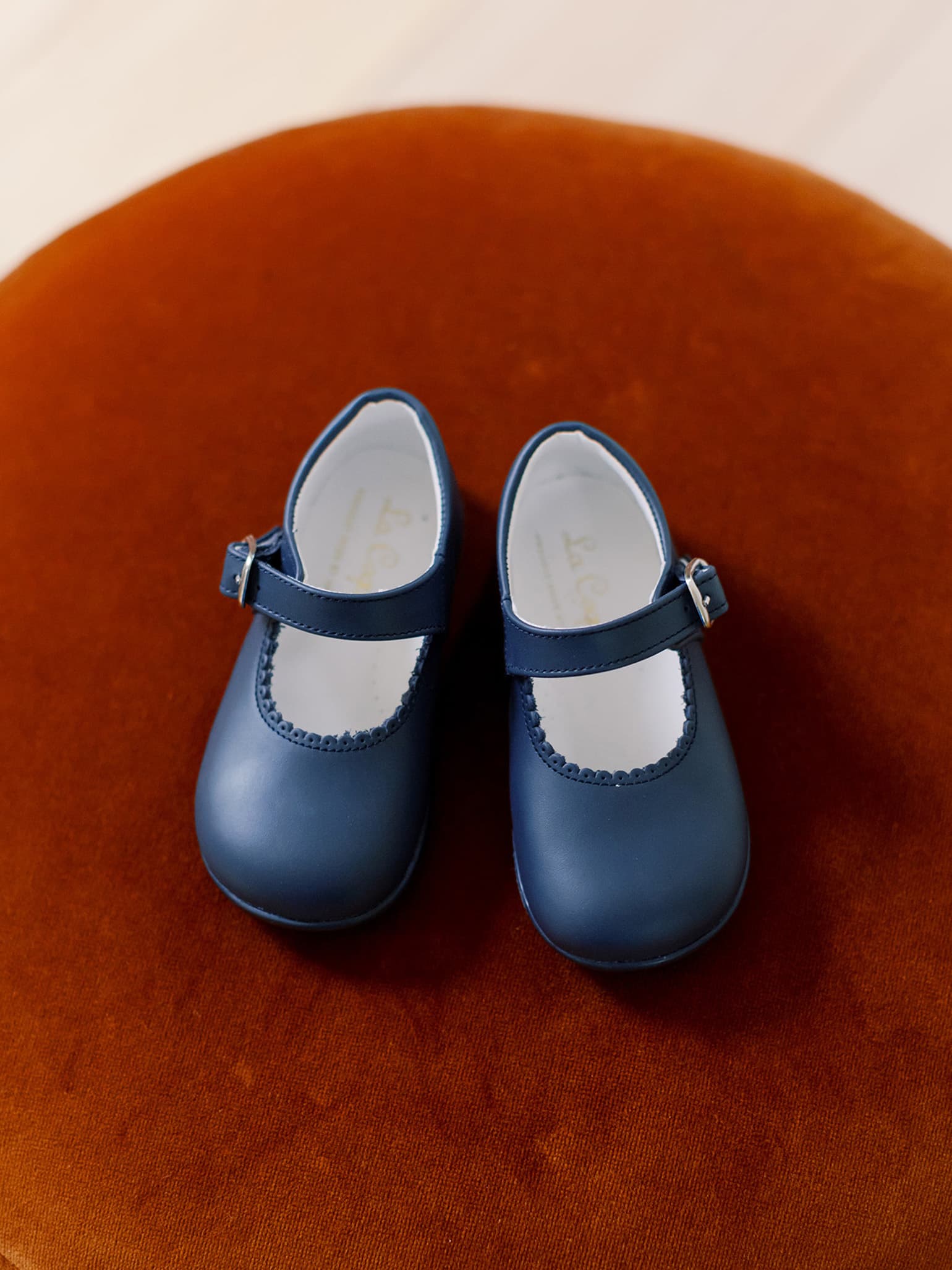 Navy Leather Baby Mary Jane Shoes La Coqueta Kids