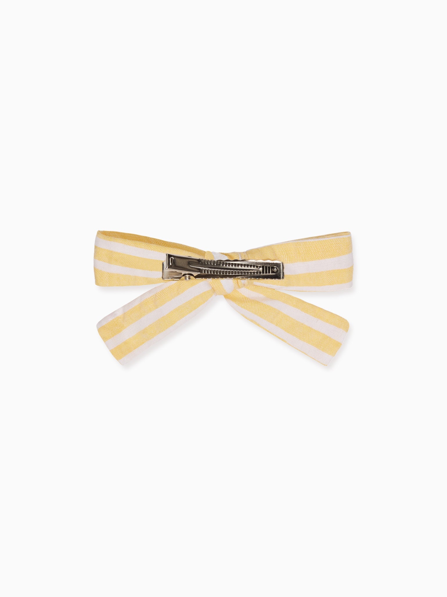 Lemon Stripe Girl Soft Ribbon Bow Clip